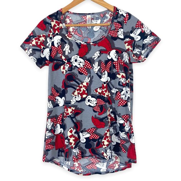 LuLaRoe Tops - LuLaRoe Minnie Mouse Classic T Size XXS Red Gray Black Classic Tee Short Sleeve